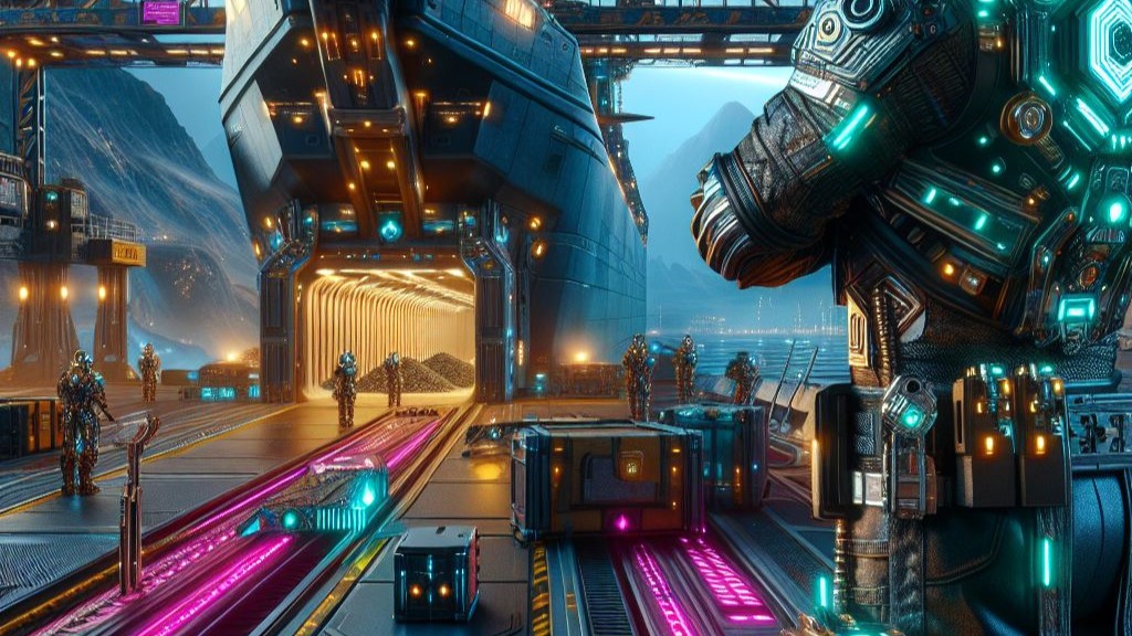 Loading of a transportship before mission.